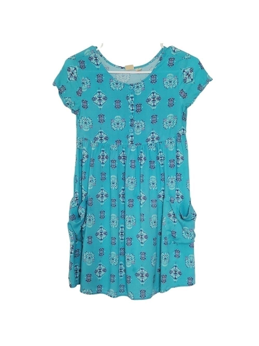 K1110 * Mudd Girls Medallion Print Dress Turquoise Size 12